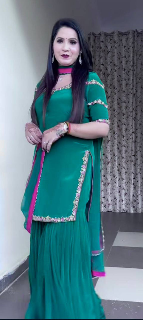 Designer Heavy Party Wear Faux Georgette With Embroidery Work