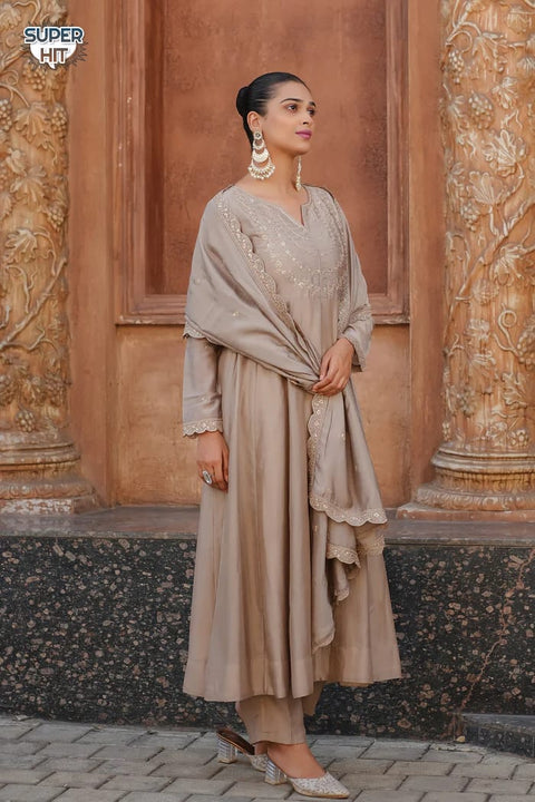 FANCY GEORGETTE SEQUENCE EMBROIDERED WORK TOP AND PENT WITH DUPATTA
