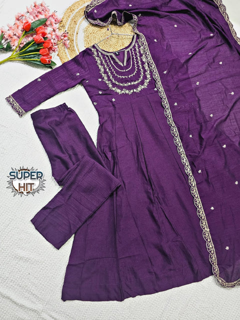 FANCY GEORGETTE SEQUENCE EMBROIDERED WORK TOP AND PENT WITH DUPATTA