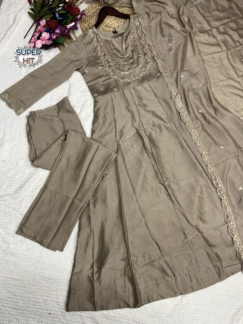 FANCY GEORGETTE SEQUENCE EMBROIDERED WORK TOP AND PENT WITH DUPATTA
