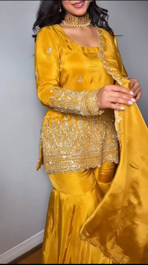 Heavy Georgette With Heavy Embroidery Work with Rivet Work Dupatta
