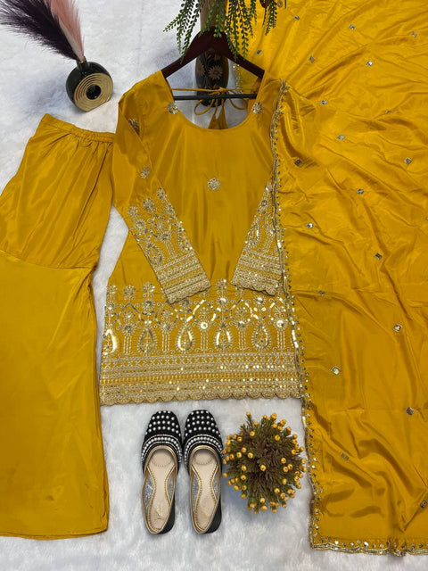 Heavy Georgette With Heavy Embroidery Work with Rivet Work Dupatta