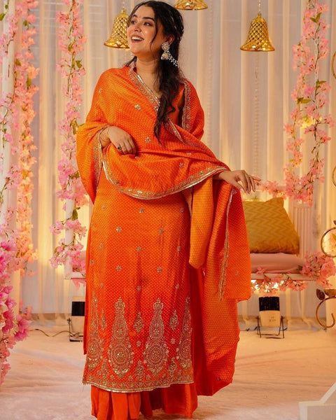 New Party Wear Look Pure Chinon Silk Fancy Anarkali Gown With Dupatta