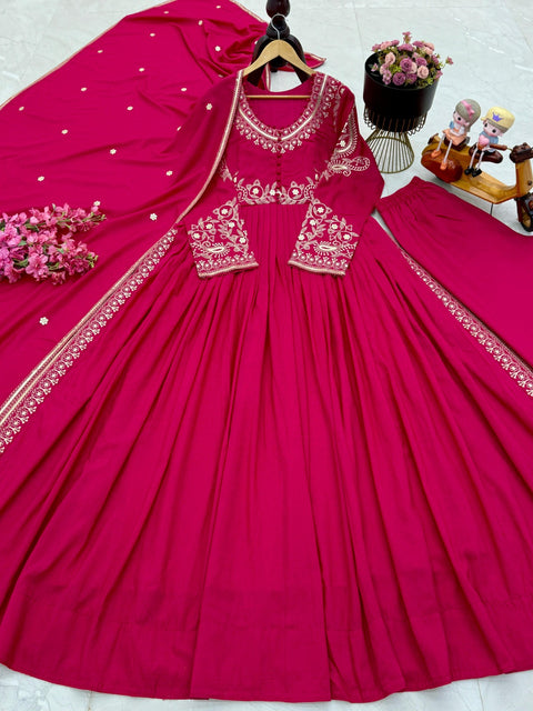 Calmna Pink Saiba Rani Angular Gotapatti Suit