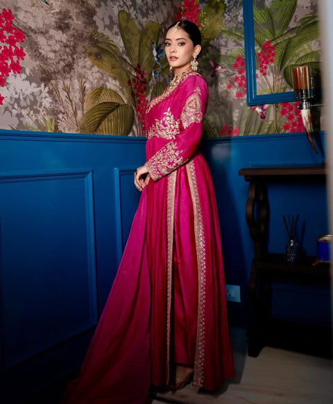 Calmna Pink Saiba Rani Angular Gotapatti Suit