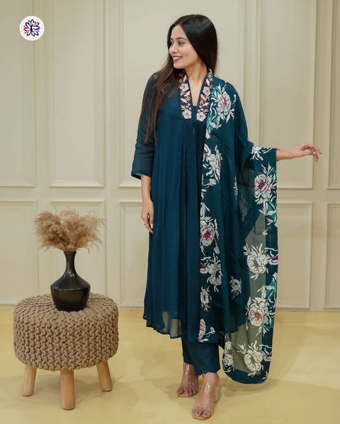 Soft Georgette Alia Cut Kurti suit With Digital Printed