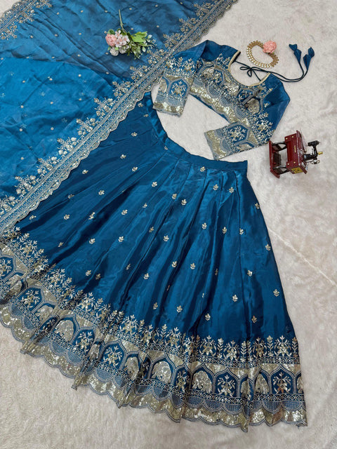 Georgette Heavy sequence and Embroidery work lehenga choli