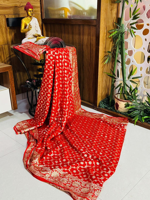 Viscose Georgette Jacquard Butti saree
