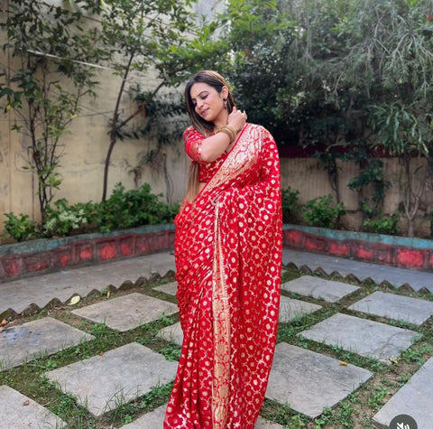 Viscose Georgette Jacquard Butti saree