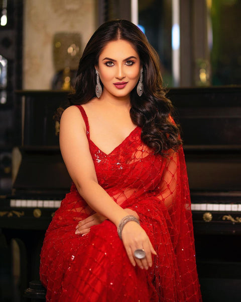 BOLLYWOOD DESIGNER SEQUINS NET SAREE