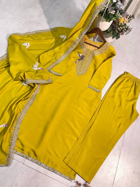 VICHITRA SILK KURTI WITH BOTTOM & DUPATTA
