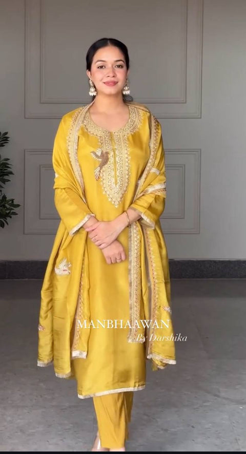 VICHITRA SILK KURTI WITH BOTTOM & DUPATTA