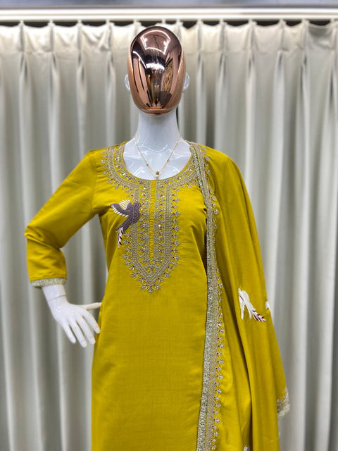 VICHITRA SILK KURTI WITH BOTTOM & DUPATTA