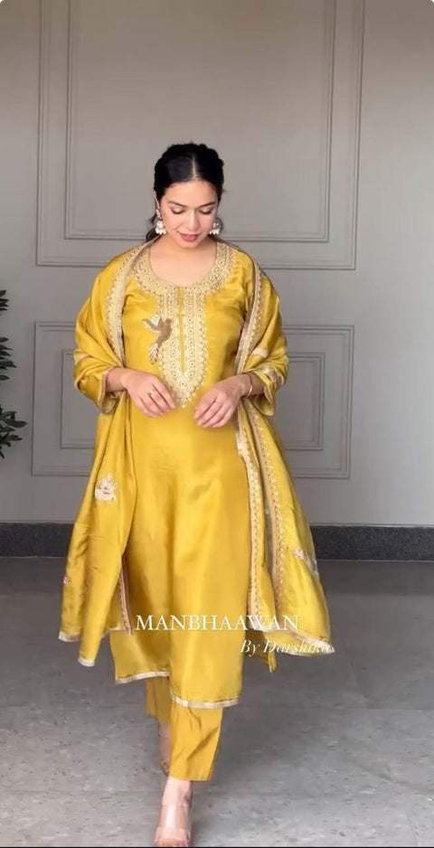 VICHITRA SILK KURTI WITH BOTTOM & DUPATTA