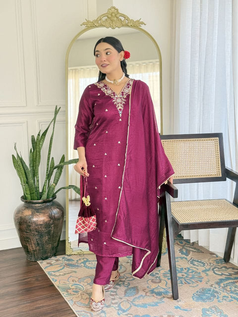 Pakistani Chanderi Festive Designer Suit