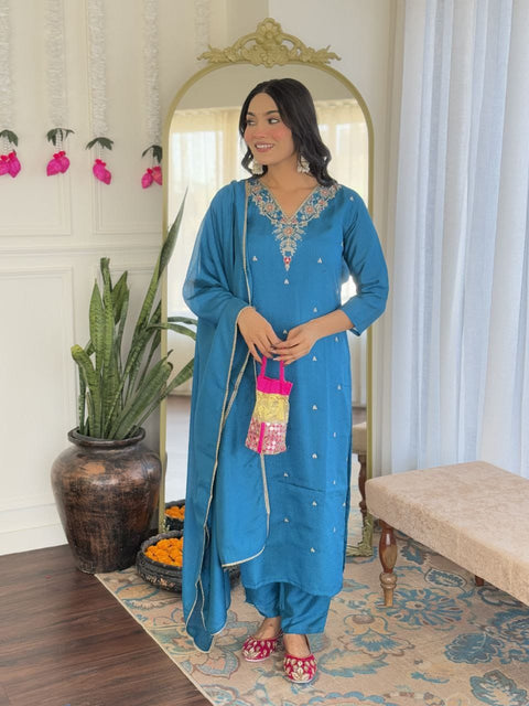 Pakistani Chanderi Festive Designer Suit