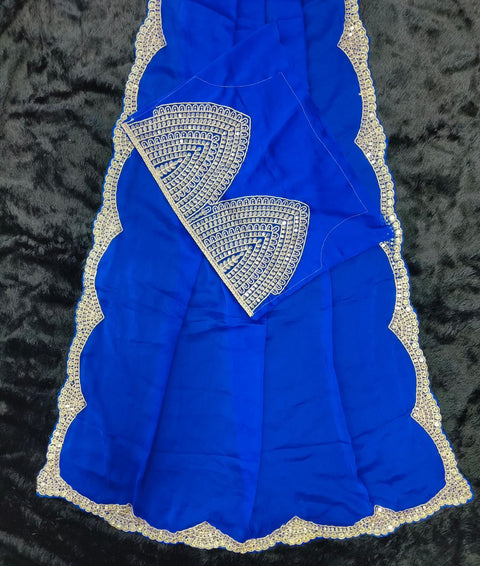 Stylish Golden Tissue Silk Saree with Rich Pallu & Trendy Lace Detailing