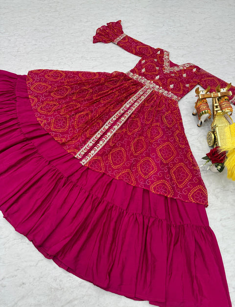 Heavy Embroidery Work Choli with Attached Shrug and Lehenga