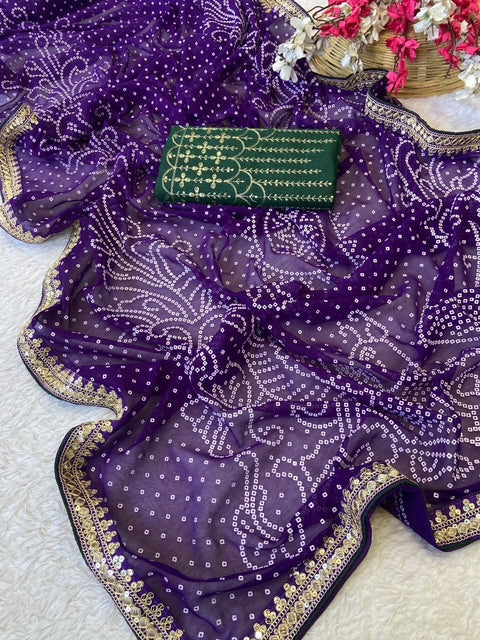 Pure Georgette with Bandhani Print Saree