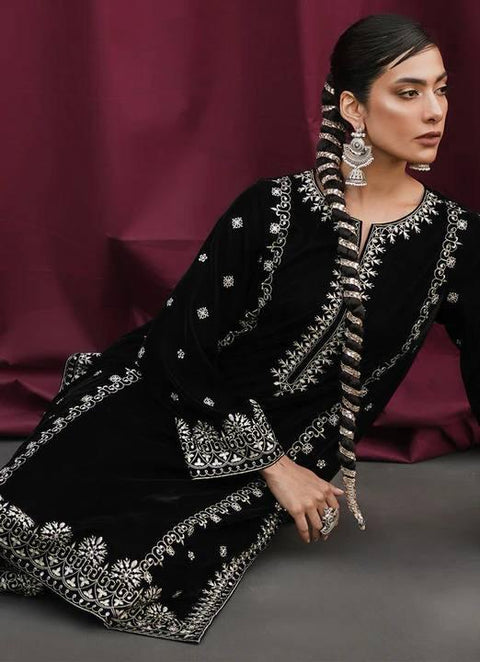 New Designer Collection in Velvet With Heavy Embroidery Work Stitched Suit