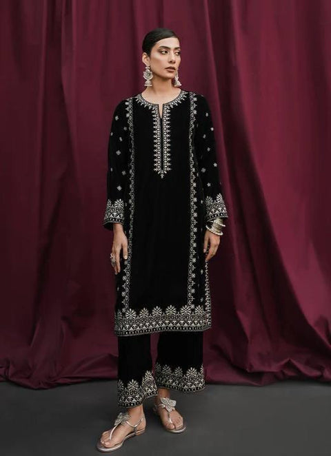 New Designer Collection in Velvet With Heavy Embroidery Work Stitched Suit