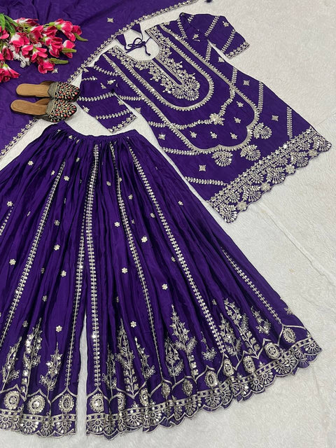 New Designer Party Wear Look Pure Chinnon Silk Stitched Suit