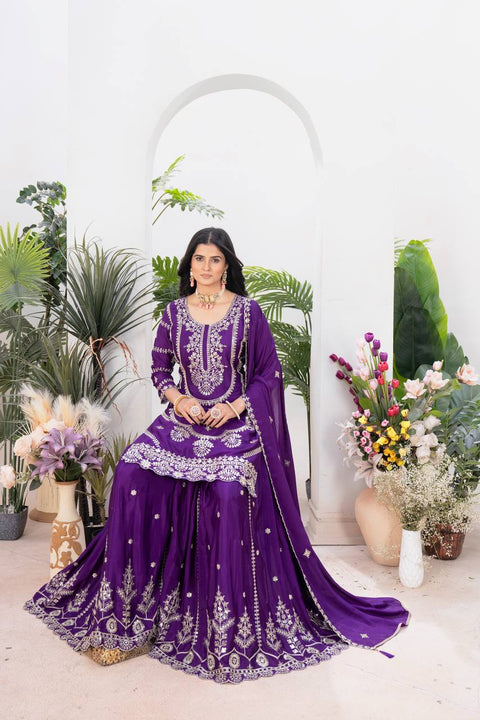 New Designer Party Wear Look Pure Chinnon Silk Stitched Suit