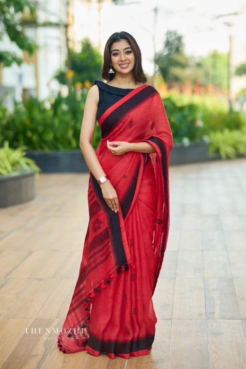 Premium Quality Traditional Linen Jamdani Saree