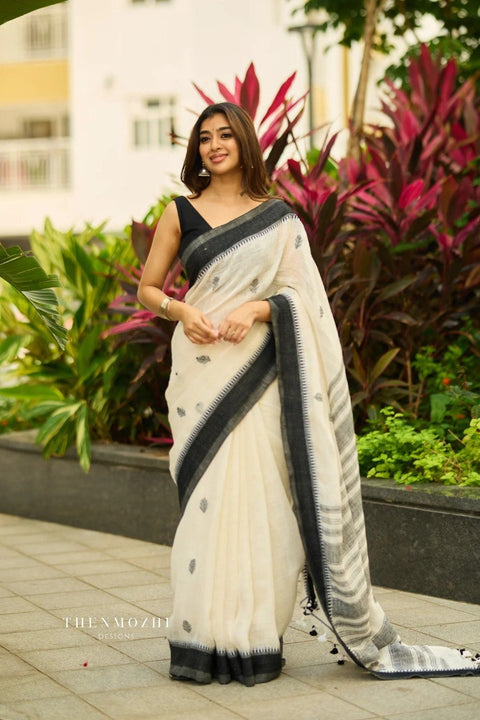 Premium Quality Traditional Linen Jamdani Saree