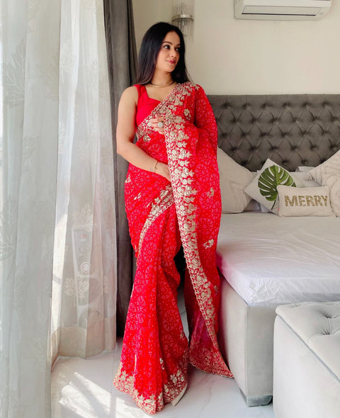 Beautiful soft viscose weaving georgette saree