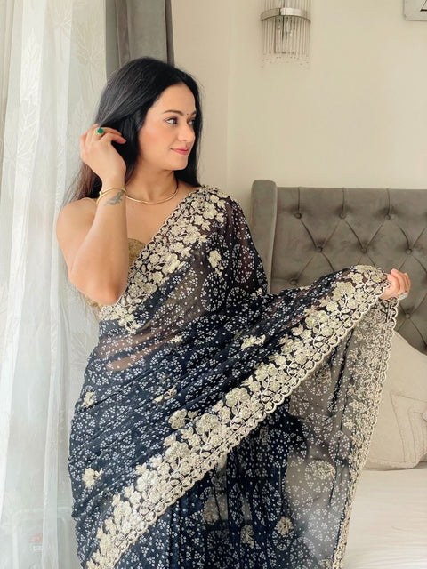 Beautiful soft viscose weaving georgette saree