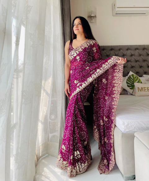 Beautiful soft viscose weaving georgette saree
