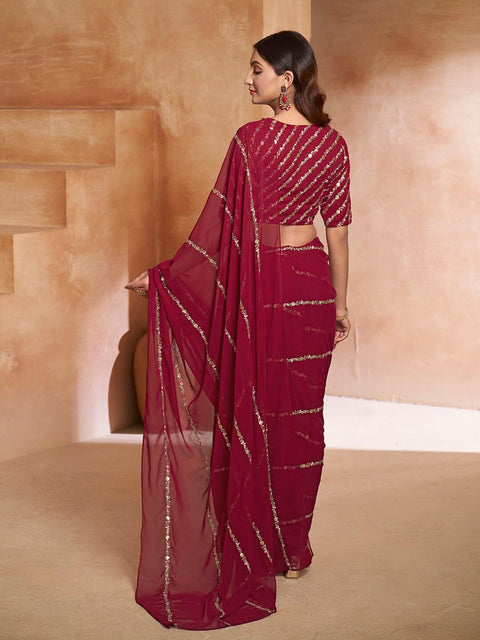 Designer Heavy Georgette Sequence Embroidery Work Saree