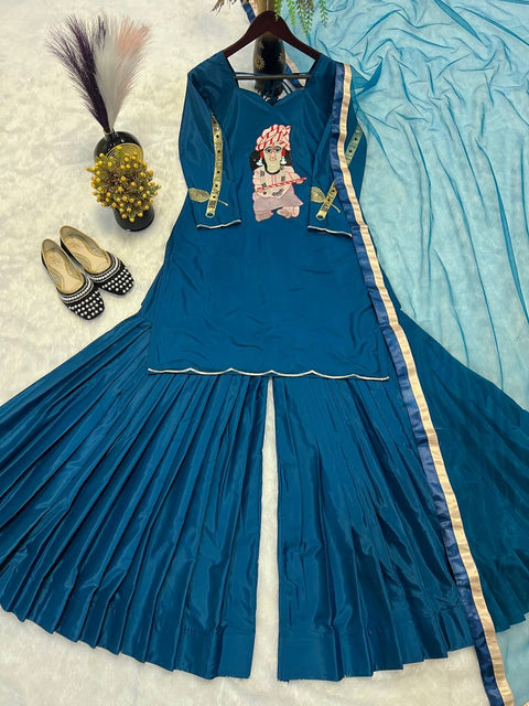 Georgette Embroidered Women's Stitched Kurti|sharara garara