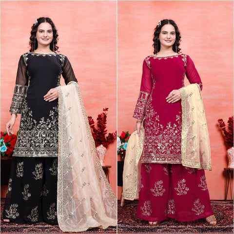 New Designer Collection in Pure Velet With Heavy Embroidery Work Stitched Suit