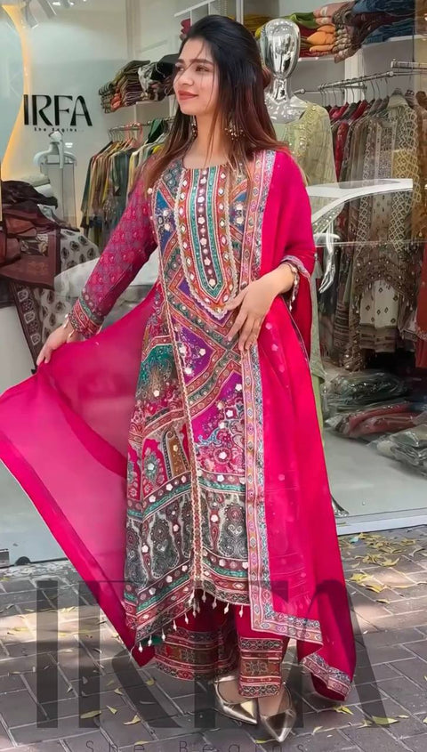 New Designer Heavy Faux Georgette Digital Print Hand Work Salwar Suit