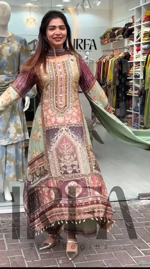 New Designer Heavy Faux Georgette Digital Print Hand Work Salwar Suit
