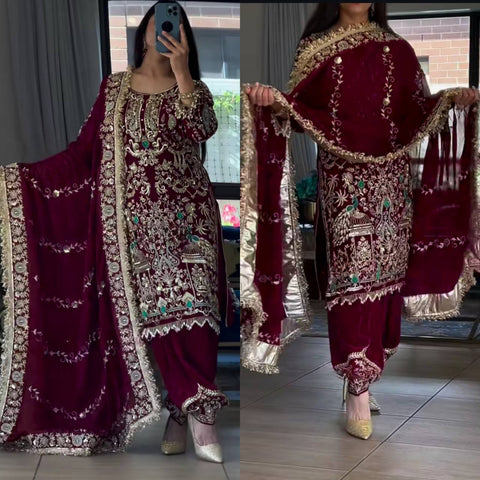 New Designer Collection in Pure Georgette With Heavy Embroidery Work Stitched Suit
