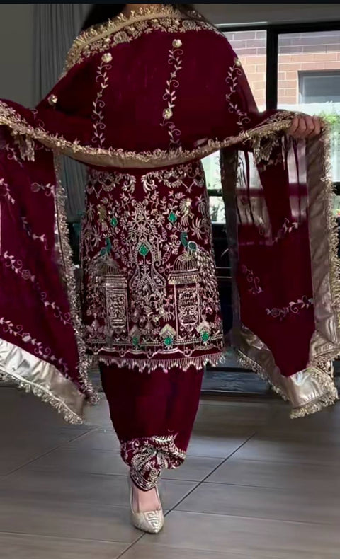 New Designer Collection in Pure Georgette With Heavy Embroidery Work Stitched Suit