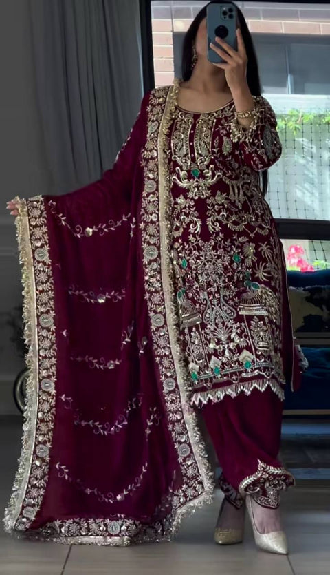 New Designer Collection in Pure Georgette With Heavy Embroidery Work Stitched Suit