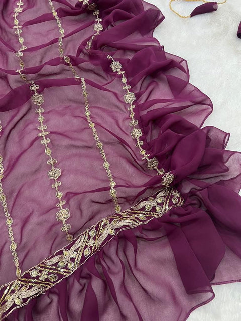 New Super Trending Embroidery cording work ready to wear Lehenga Saree