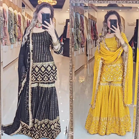 Trendy Women Kurti Sharara With Dupatta Suit