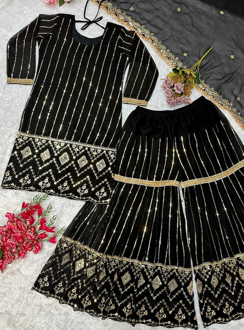 Trendy Women Kurti Sharara With Dupatta Suit