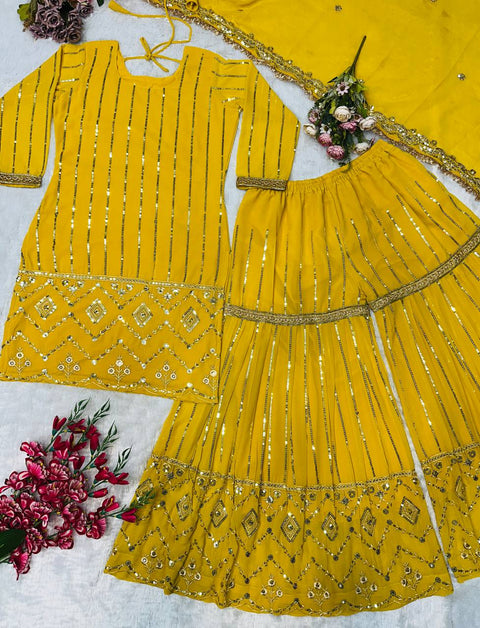 Trendy Women Kurti Sharara With Dupatta Suit