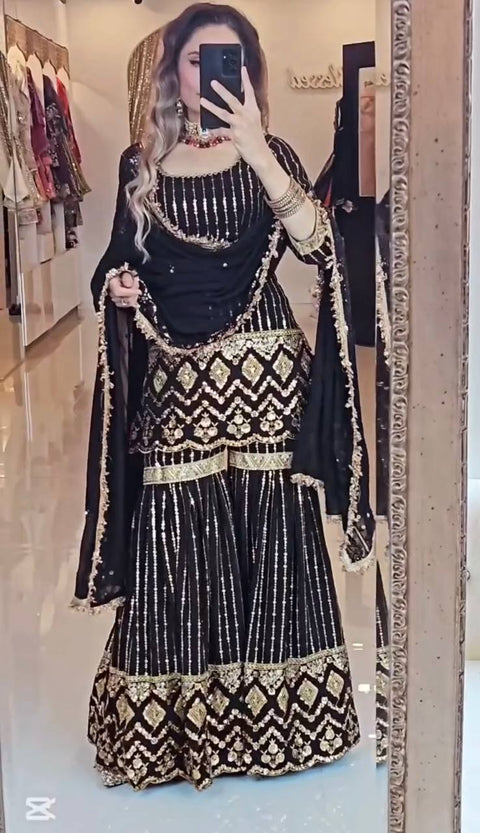Trendy Women Kurti Sharara With Dupatta Suit