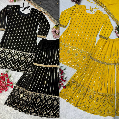 Trendy Women Kurti Sharara With Dupatta Suit
