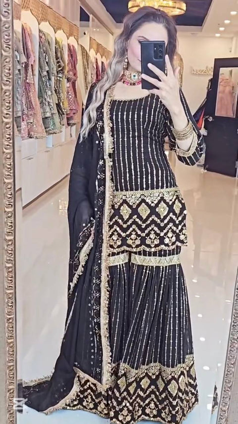 Trendy Women Kurti Sharara With Dupatta Suit