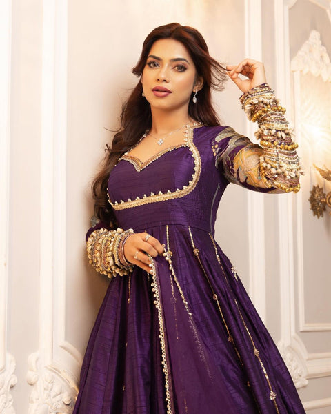 Floral Print Georgette Stitched Anarkali Gown