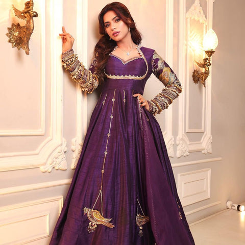Floral Print Georgette Stitched Anarkali Gown