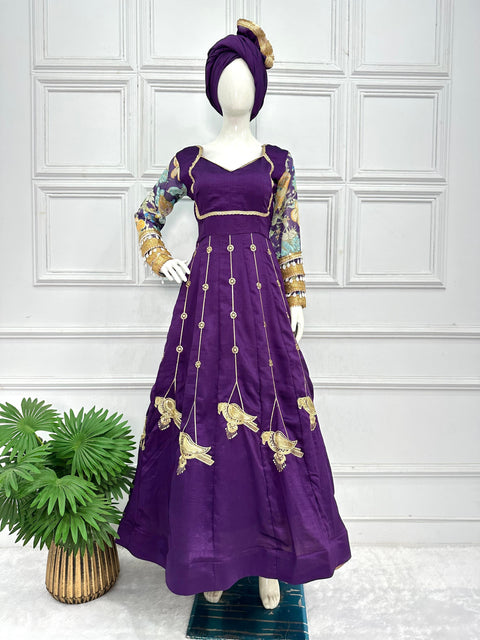 Floral Print Georgette Stitched Anarkali Gown